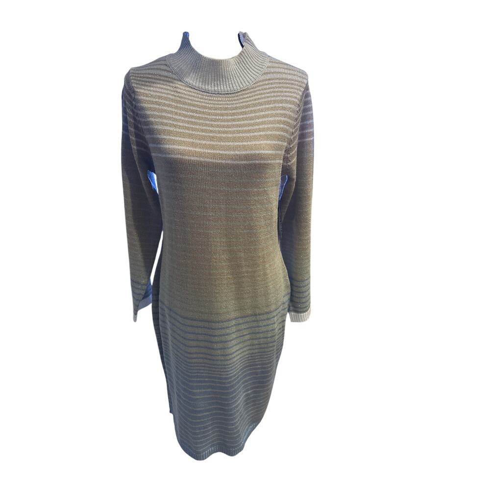 ⭐️ Women’s Carly St. Claire Long Sleeve Sweater Dress Size Large Winter Metallic